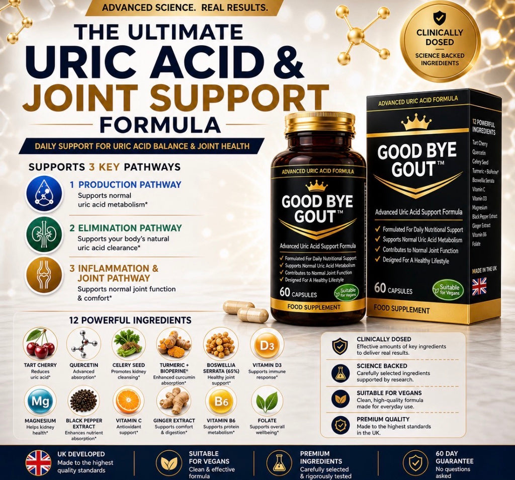 Good Bye Gout™ Advanced Uric Acid & Joint Support Formula – 60 Capsules | Daily Balance & Mobility Support