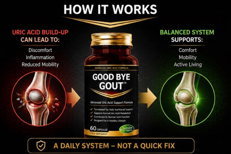 Good Bye Gout™ Advanced Uric Acid & Joint Support Formula – 60 Capsules | Daily Balance & Mobility Support