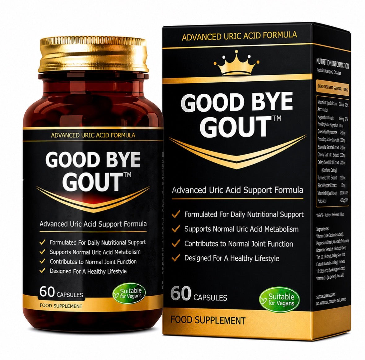Good Bye Gout™ Advanced Uric Acid & Joint Support Formula – 60 Capsules | Daily Balance & Mobility Support